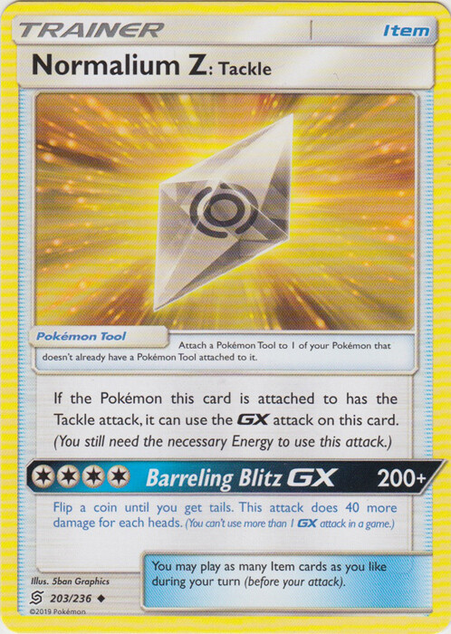 Pokemon Normalium Z Tackle - 203/236 - Uncommon NM-Mint Unified Minds
