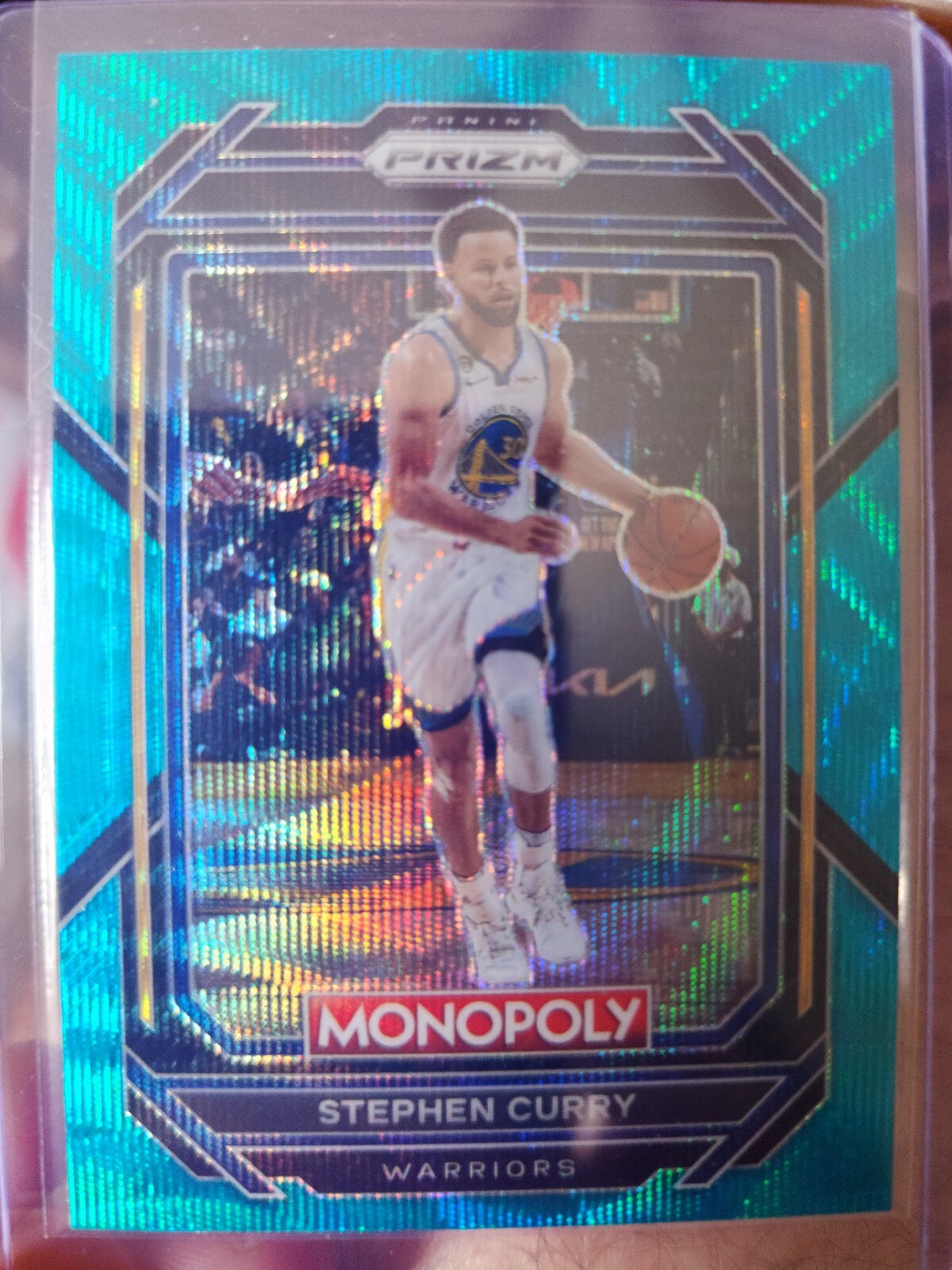 Stephen Curry 2022-23 Panini Monopoly Prizm Teal Wave Prizm #28 Warriors