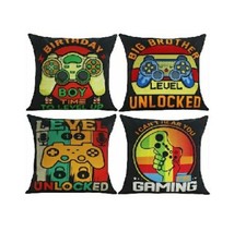 4pc Gaming Pillow Covers 18 X 18in Video Game Controller Throw Pillow Covers NEW