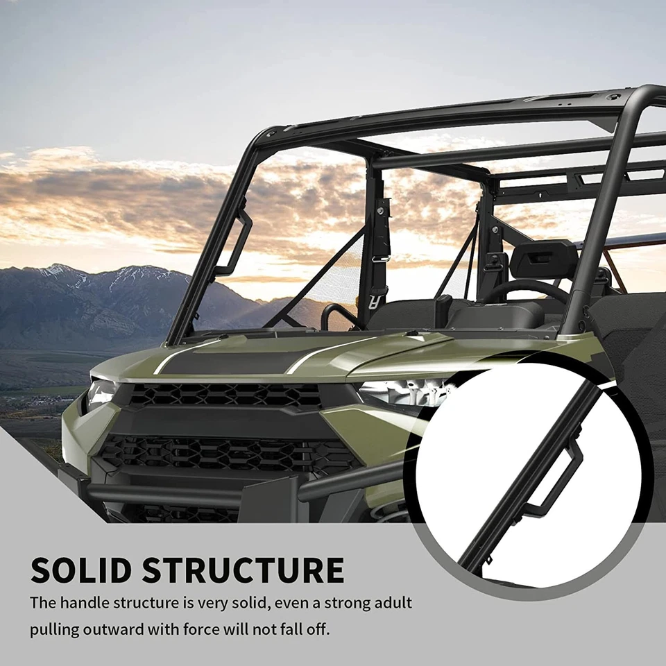 2pcs Black Grab Handles Compatible with Polaris Ranger 570 XP 900 1000 2014-2022 - Image 3 of 4