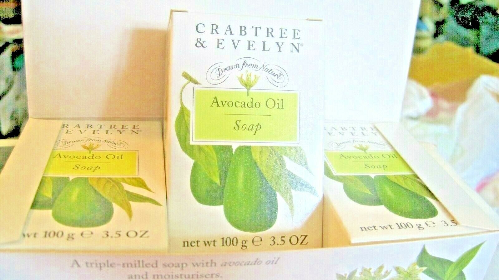 3 Bars Vintage CRABTREE & EVELYN AVOCADO OIL SOAP DRY SKIN Drawn From Nature NIB