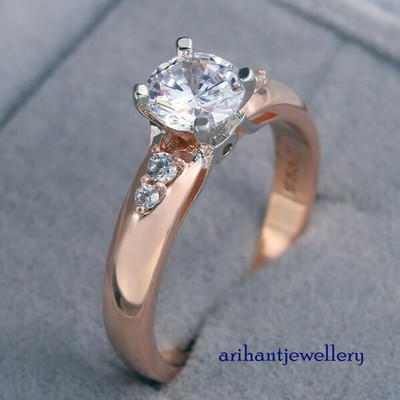 14K Two-Tone Gold Over 2.61CT Round Cut VVS1 Moissanite Engagement Wedding Ring