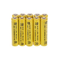 10 X 3a 1.2v 600mah Ni-mh Rechargeable Battery For Solar Light Yellow Color 10 X 3a 1.2v 600mah Ni-mh Rechargeable Battery For Solar Light Yellow Color