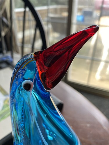 Pier 1? Art Glass Penquin Figurine Millefore Beautiful Blue 10”x 6” - Picture 5 of 5