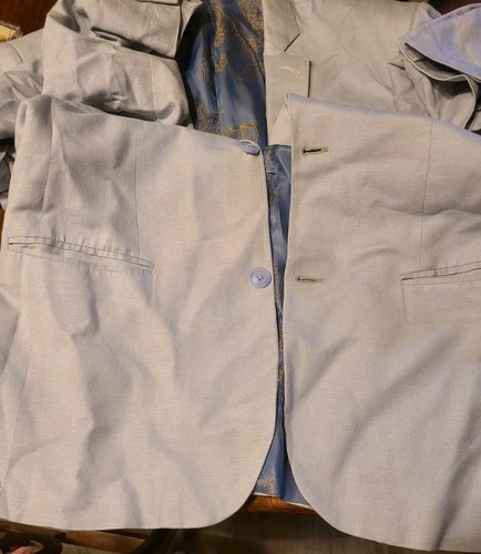 Oak River Custom Made Linen, Light Blue Blazer, Men's Size Small To Medium - Picture 7 of 16