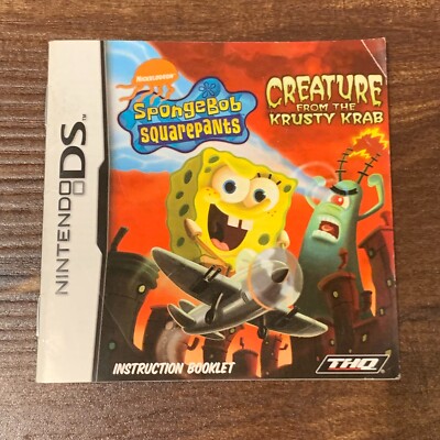 Spongebob Creatures Krusty Krab Nintendo DS Gameboy Instruction Manual Only