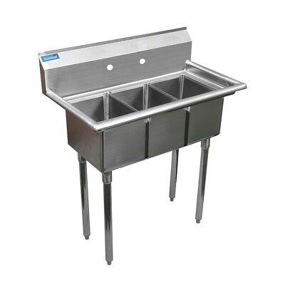 #ad #ad 36 in. x 20 in. Stainless Steel Three Compartment Sink with 10 in. x 14 in. Bowl $499.95