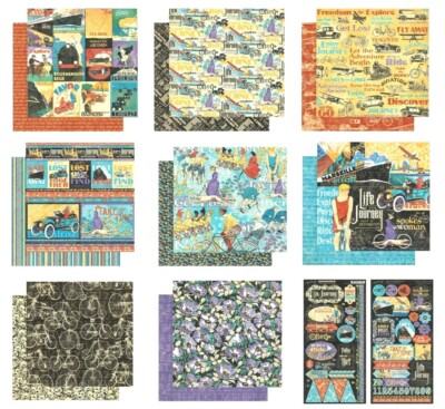 Graphic 45 Life's a Journey 12 x 12 Cardstock PICK Chase Adventure Fly Go Lost 
