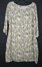 Old Navy Women Snake Long Sleeve Scoop Neck Back Zip Stretch Sheath Dress L