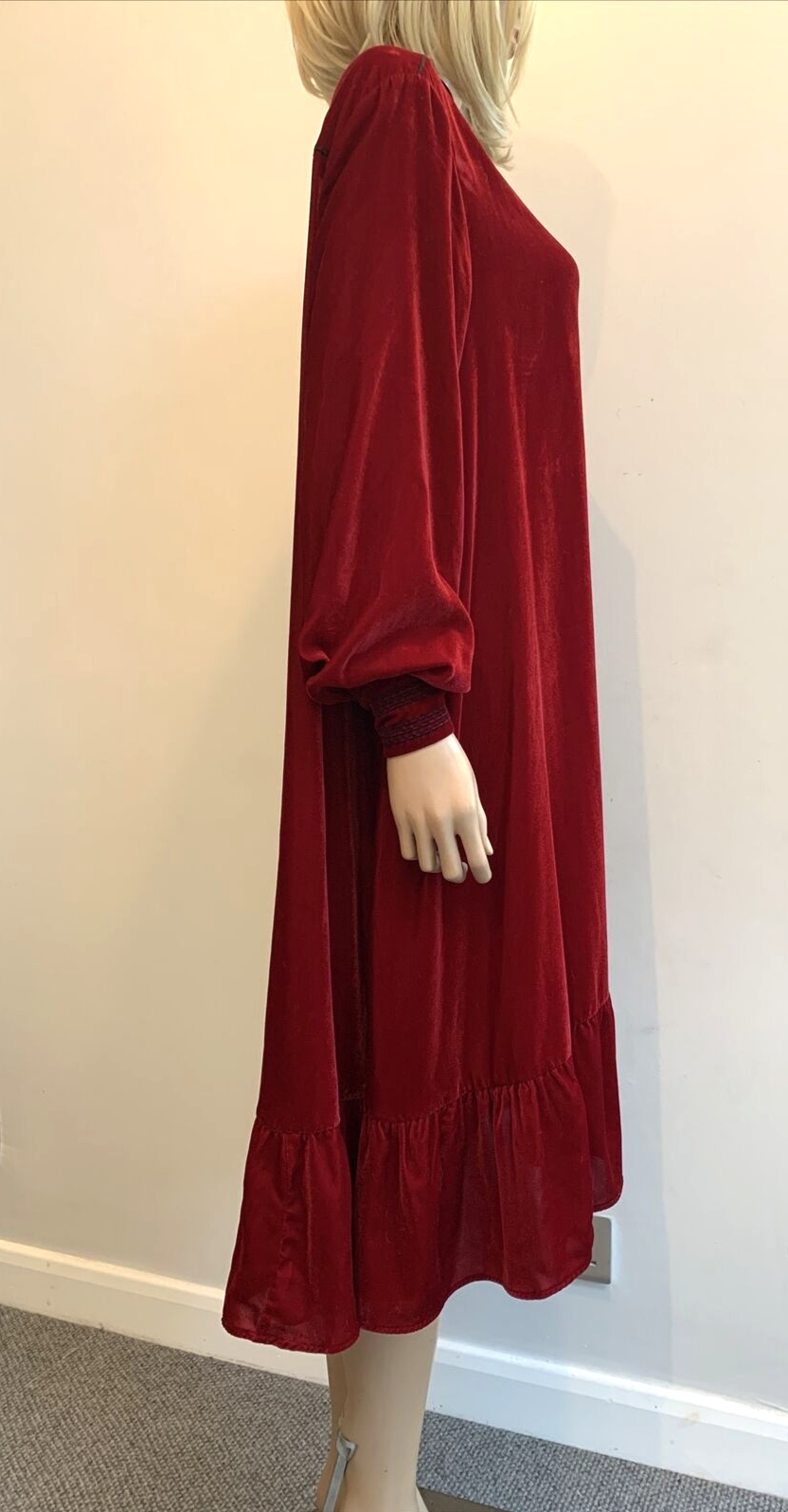 AND/OR John Lewis Red Velvet Painters Smock Style Dress Size L UK14/16/18 B46" eBay