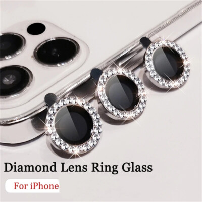 For iPhone 14 Pro 15 Pro Max 16 Pro Max 13 Tempered Glass Metal Rings Lens Case