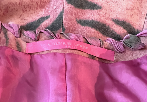 Y2K Emanuel Ungaro PINK TIGER Stripe Suede Jacket Size 40, WhipStitch Vtg 1990s - Picture 7 of 10