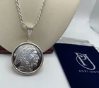 New 3Pc Set: .999 Silver Buffalo 1 Oz Coin Round, 925 Necklace/Bezel,FREEgfBag$5