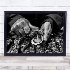 Hands Perigueux Knife Open Food Eat Seafood Wall Art Print