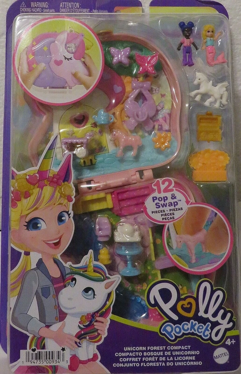 Polly Pocket Unicorn Forest Compact with Glitter Horn Play Set Ages 4+