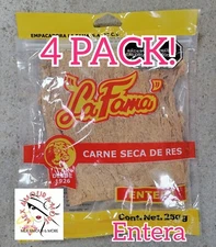 LA FAMA 4 PACK! MACHACADO CARNE SECA DE RES ENTERA BEEF JERKEY 250g Since 1926❤️