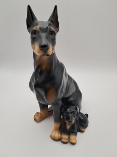 Vintage Ceramic Doberman Pinscher and Puppy Figurine - 第 1/8 張圖片