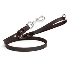 Leather Dog Leash with Nickel Plated Hardware W 3/4" - L 6' Brown
