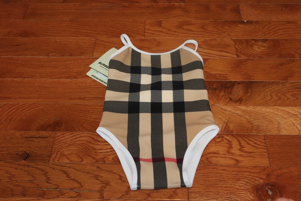 BNWT Burberry London Baby Girl's Mini Sandie Check One-Piece Swimsuit MSRP $190!