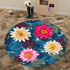 3D Color Lotus NAO5996 Game Rug Mat Elegant Photo Carpet Mat Fay