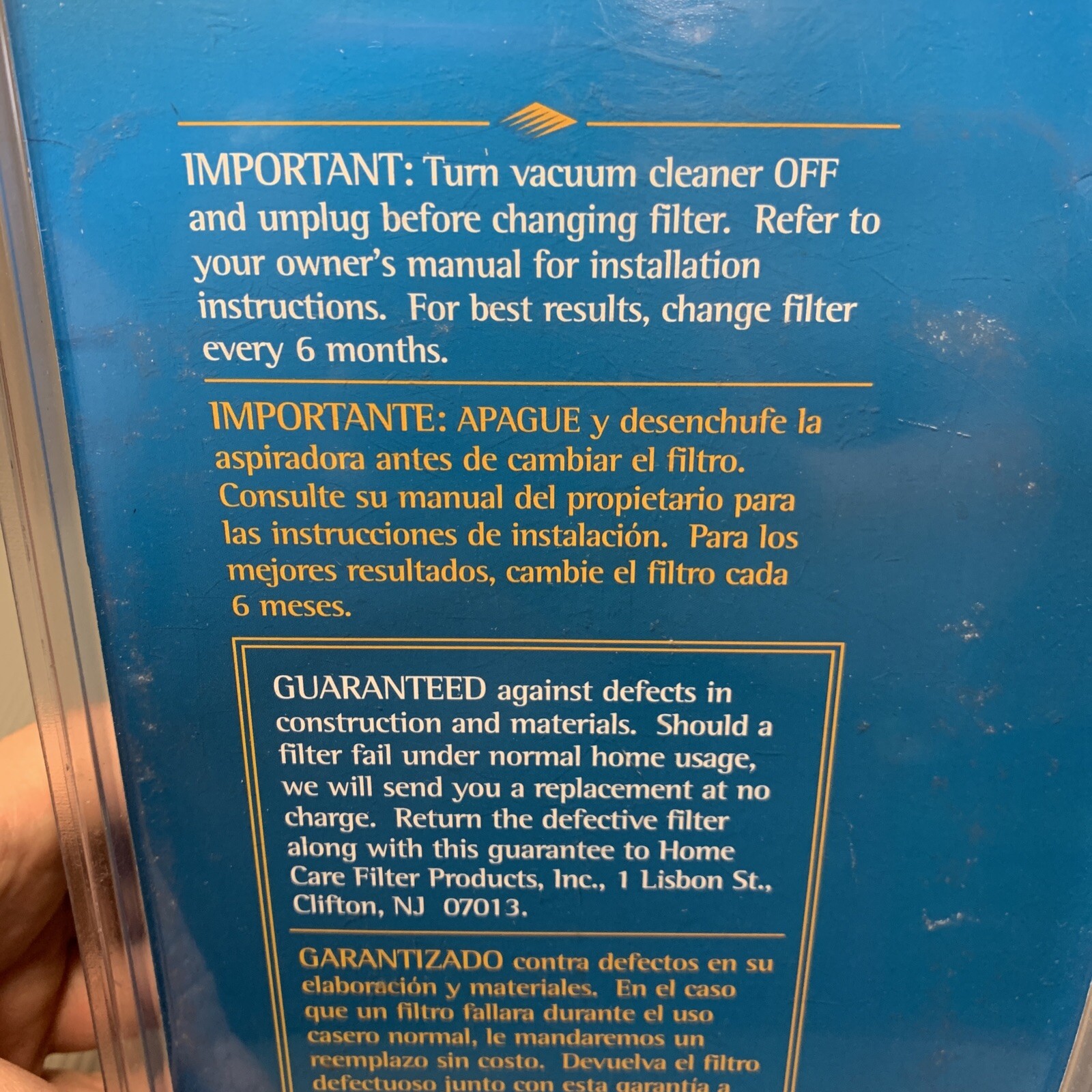 Honeywell Eureka HF9 HEPA Vacuum Filter H14002 HEPA Media New