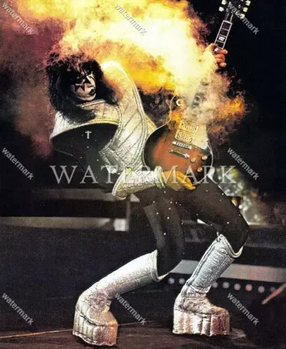 Ace Frehley Smoking Guitar Kiss Shock Me 8x10 Color Photo Rock n Roll - Picture 1 of 1