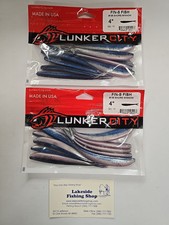 2 BAGS LUNKER CITY FIN-S MINNOW #195 SHORE MINNOW 4" PLASTIC FISHING LURES 