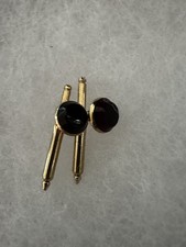 Vintage Swank Black Onyx and Gold tone Tuxedo Shirt Studs Pair