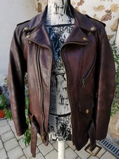 veste Perfecto Schott en cuir, vintage T38 brown marron