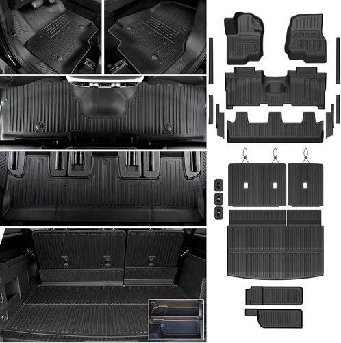 TPE Floor Mats+Trunk Cargo Liners For 2018-25 Ford Expedition Max Bench 8-Seater