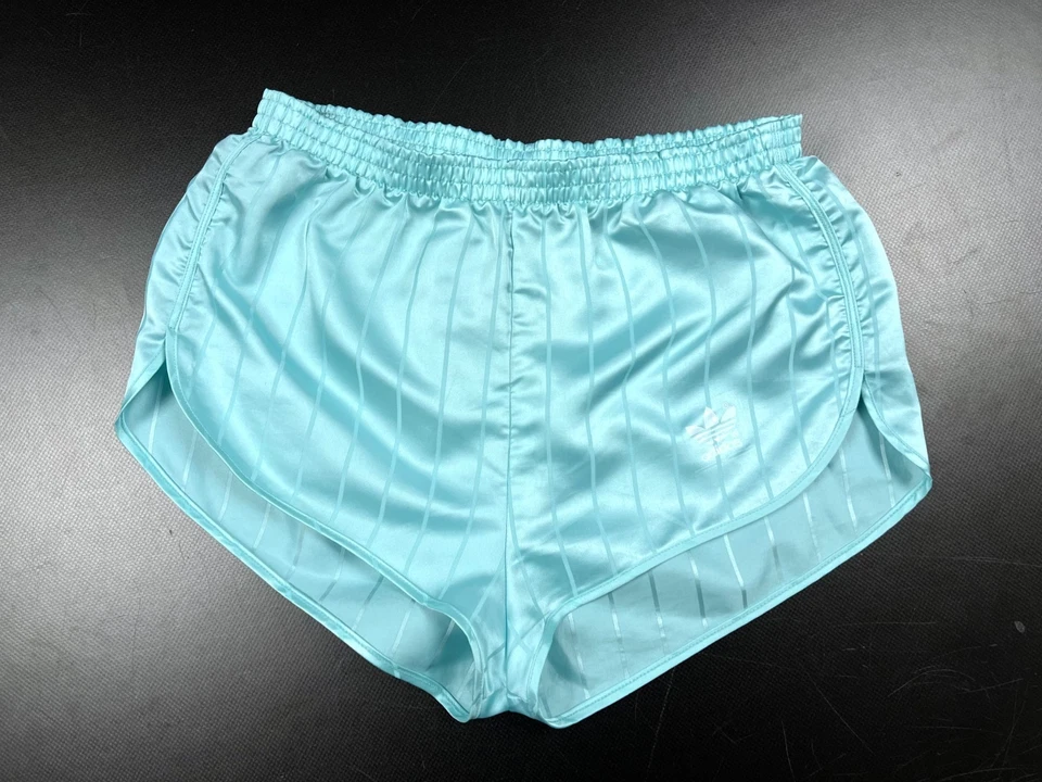 Pantalón Corto Deportivo Sprinter Vintage Años 80 Para Mujer ADIDAS Turquesa Nylon - UK12 US10 Foto 2 de 4