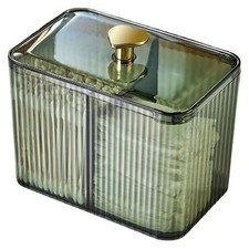 3-in-1 Qtips Container, Cotton Ball Swab Pad Holder for Bathroom Vanity, Green