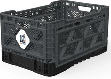 Bigant Heavy Duty Collapsible & Stackable 1 Medium Crate, Charcoal Gray 