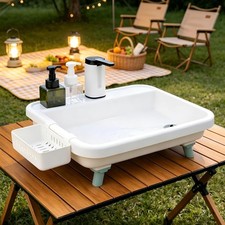 Portable Hand Washing Station with Electronic Faucet Adjustable Outdoor Sink Sta