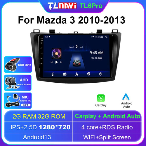 Car Radio Stereo Head Unit Apple Carplay For Mazda 3 2010-2013 GPS Backup Camera - Picture 42 of 48