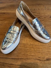 Franco Sarto, Ladies Size 6, Silver Loafers 