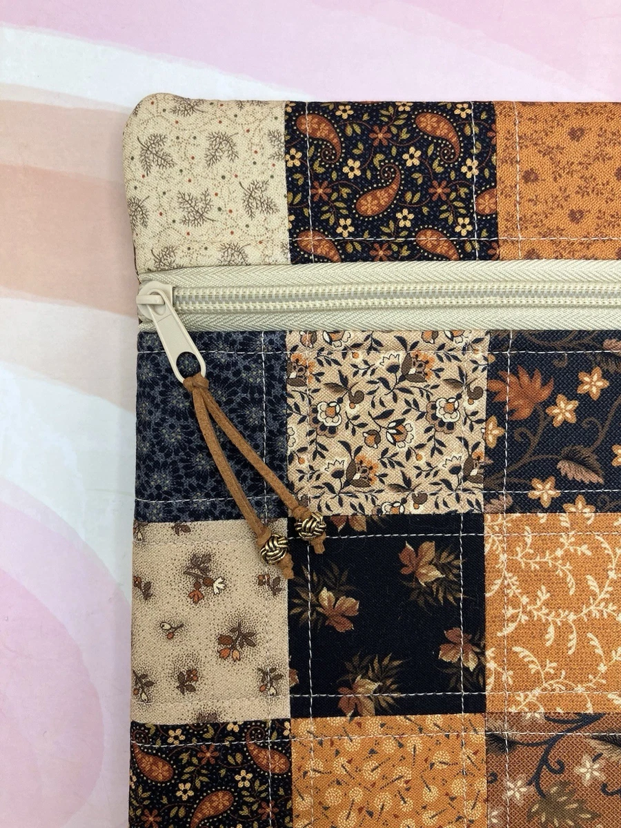 Medium 12”x13.5” Project Bag •Cozy Autumn• Quilted Patchwork