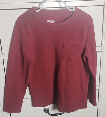 Cat & Jack Boys 5T Red Long Sleeve Pocket T Shirt Crew Neck Solid Tee