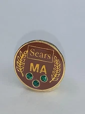 Sears MA Maintenance Agreement With 3 Green Stones Pinback Lapel Pin
