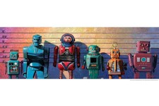 Robots Caught Again Lineup by Eric Joyner Cool Wall Decor Art Print Poster 36x24