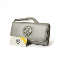 CXL by Christian Lacroix Clutch Wristlet Womens Small Silver Bali Caviar Logo