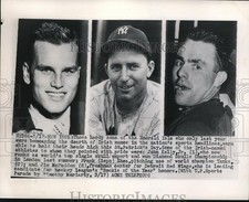 1948 Press Photo NYC Joh Kelly Jr,crew:Frank Shea Yankees, Jim McFadden Red Wing
