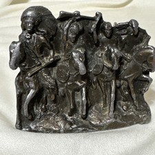 Vintage Native American Indian Tribe Warriors on Horses Brass Belt Buckle 1979