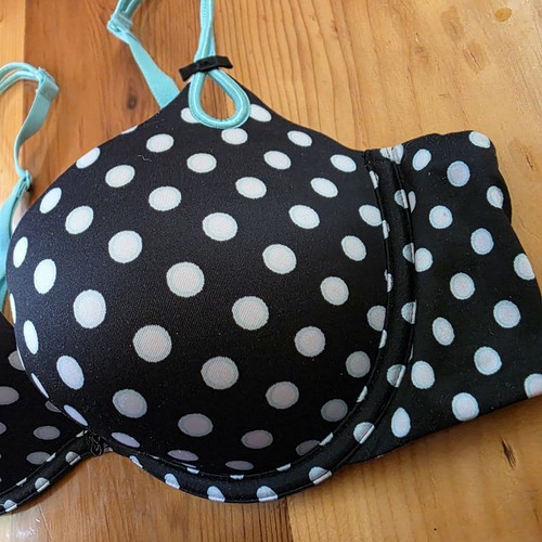 Victoria’s Secret Sexy Little Things Push Up Bra Blue Black White Polka Dot 36C - Picture 5 of 12
