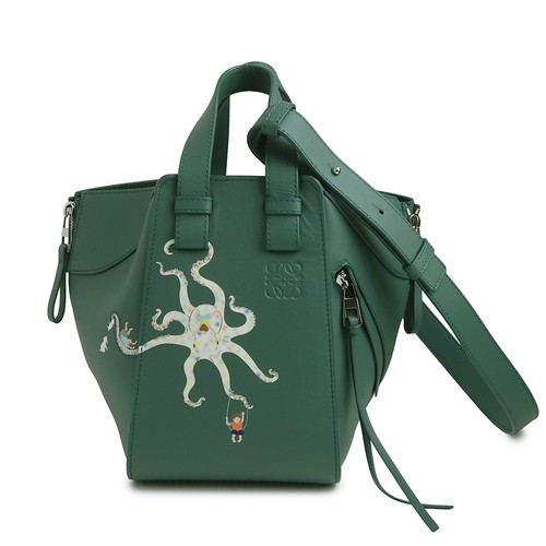 LOEWE A538H13X40 Hammock Compact Sna Fujita Collaboration calfskin Green Handbag