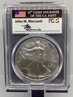 2013-W, JOHN MERCANTI SIGN BURNISHED AMERICAN SILVER EAGLE. PCGS SP70.
