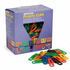 Plastiklips Paper Clips Medium Size 500 Pack ASSORTED Colors LP-0300