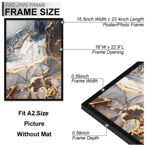 A2 Frame Set of 3, Display Poster A3 with Mat or A2 Without Mat, Light Weight... - Picture 3 of 7