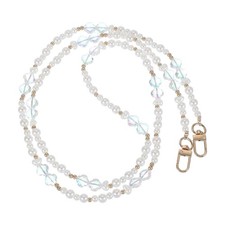 Pearl Phone Chain Crossbody Lanyard Beaded Flower Wrist Phone Strap Pink