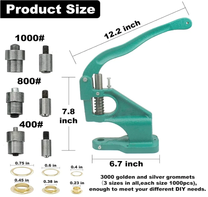 Kit de herramientas para perforar ojales de alta resistencia con prensa manual Foto 3 de 4